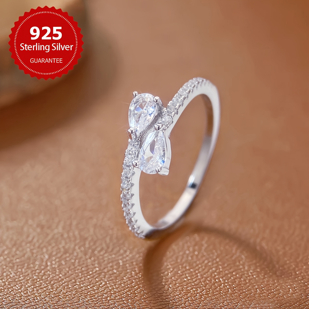 5A Zirconia Women's Ring s925 Pure Silver Wedding Ring